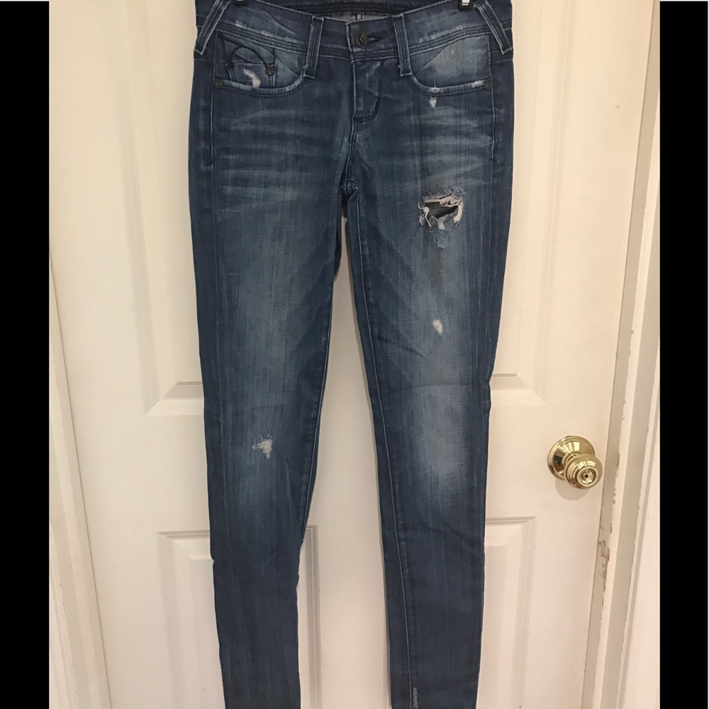 Bebe vintage crinkle destroyed jeans size 26